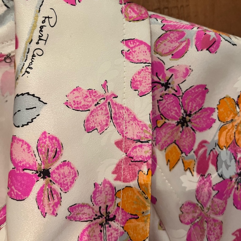 Roberto Cavalli Silk Floral Double Breasted Belted Blazer/top Size 40 IT - Picture 12 of 17